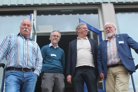 Enkele recente voorzitters van het NHGL samen op de foto: Ton Lenders, Frans Coolen, Frank Oelmeijer en Harry Tolkamp